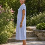 Vesine | Floral Collared Short Sleeve Midi Dress