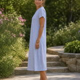Vesine | Floral Collared Short Sleeve Midi Dress