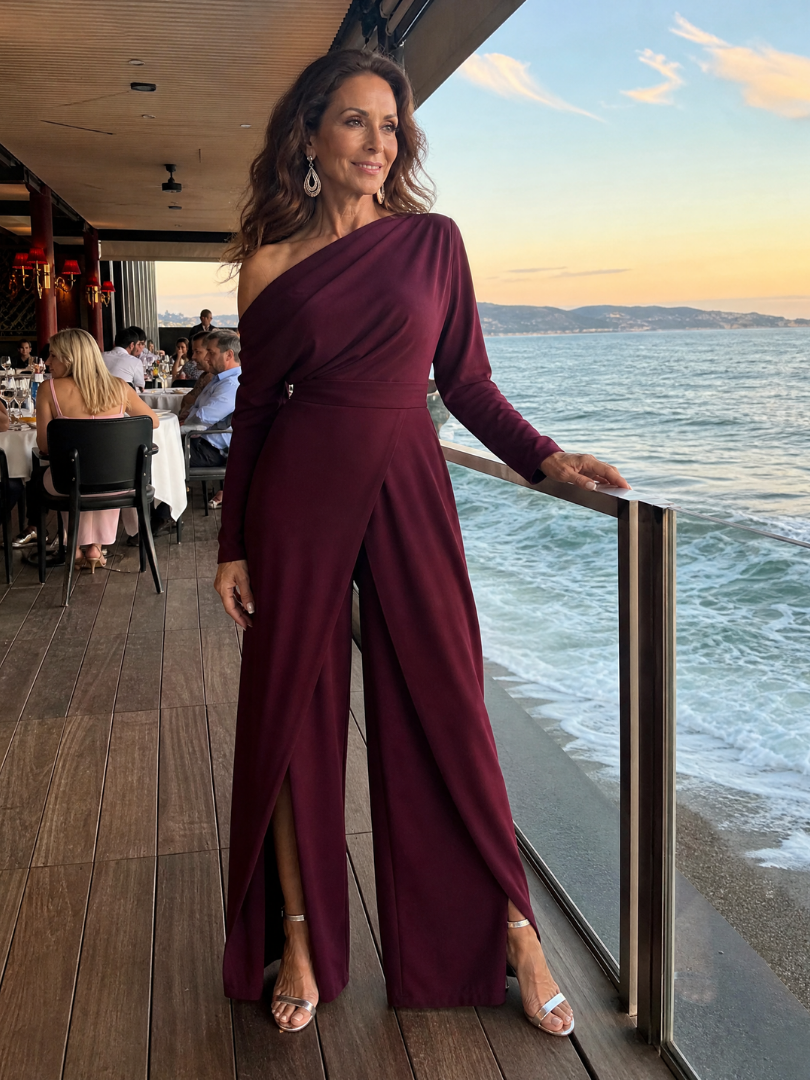 Linnssa | One Shoulder Wide Leg Jumpsuit