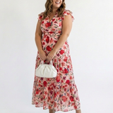 Corlette | Floral V-Neck Tiered Midi Dress