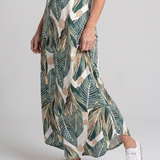Tesmarie | Sleeveless Tropical Leaf Print Midi Dress