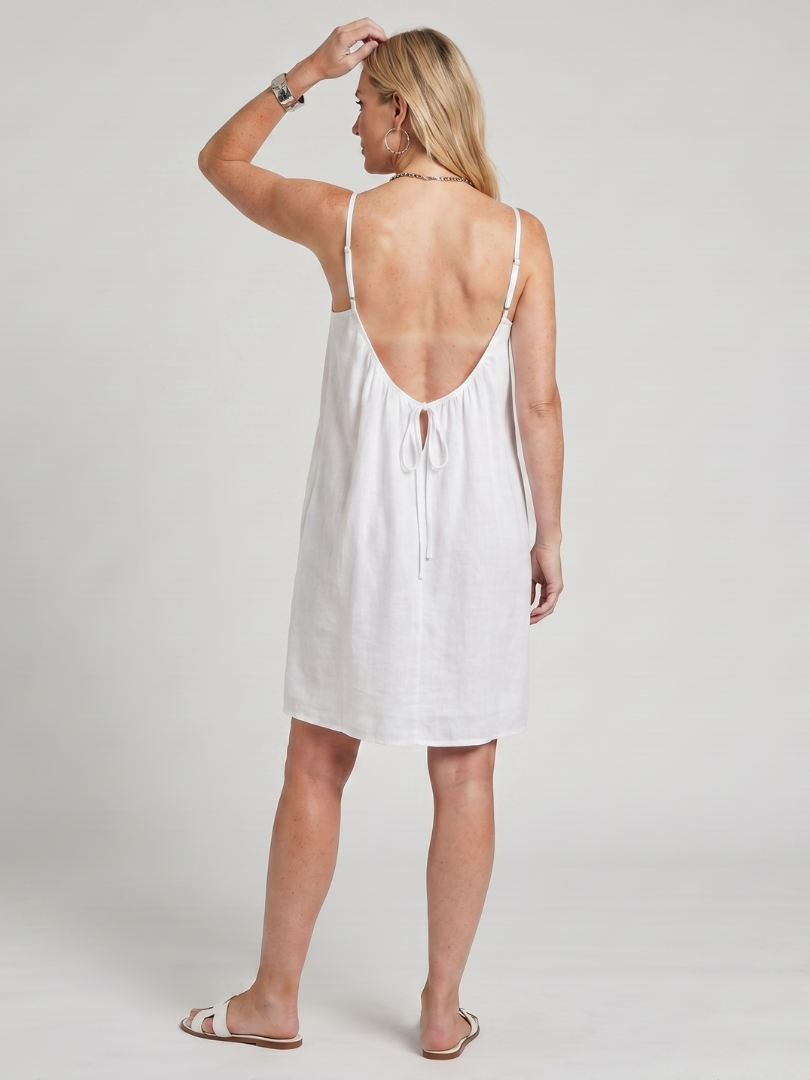Maemarie | Spaghetti Strap Open Back Knee Length Dress