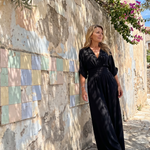 Persia | Draped V Neck Wide Leg Relaxed Jumpsuit