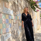 Persia | Draped V Neck Wide Leg Relaxed Jumpsuit