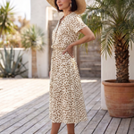 Milrin | Printed Button Front Belted Midi Dress