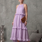 Vidassa | Tiered Ruffle Halter Maxi Dress