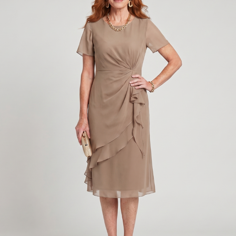 Callassa | Short Sleeve Layered Hem Midi Dress