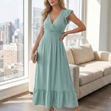 Fleurlia | Ruffle Sleeve Smocked Waist Midi Dress