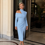 Vesrin | One Shoulder Draped Midi Dress