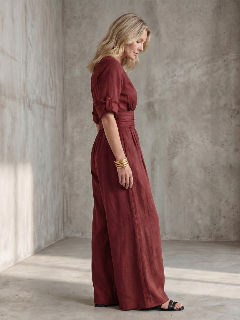 Wrennamae | Cross Front Wide Leg Jumpsuit