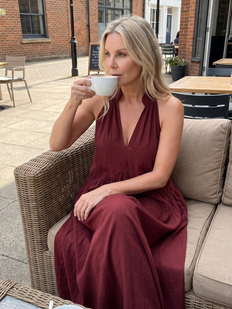 Elibelle | Halter Neck Relaxed Flowing Silhouette Midi Dress