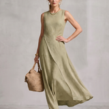 Corthea | Asymmetric Layered Round Neck Maxi Dress