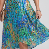 Daldra | Flutter Sleeve Gathered Waist Floral Print Midi Dress