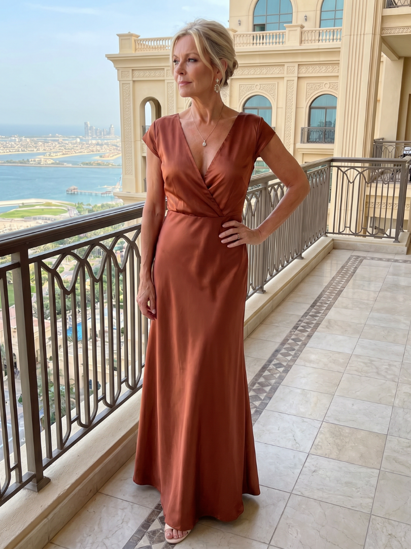Dellora | Cap Sleeve Wrap Bodice Maxi Dress