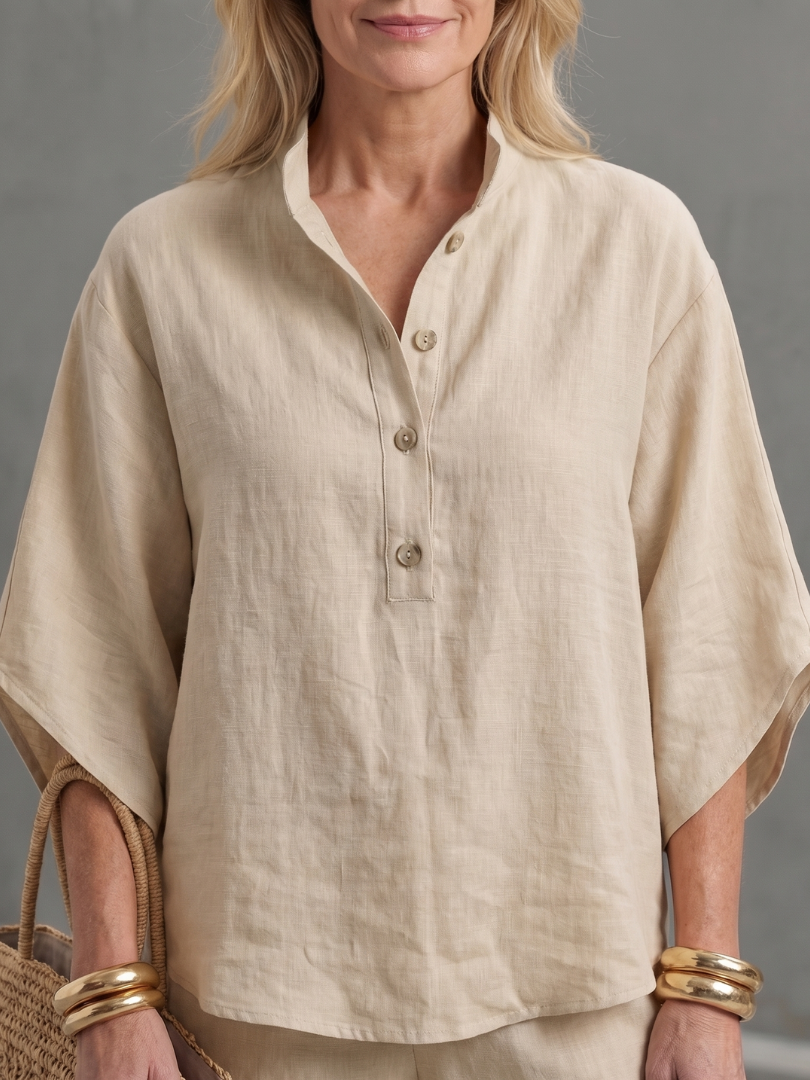 Frebeth | Button Front Relaxed Tunic Trouser Set