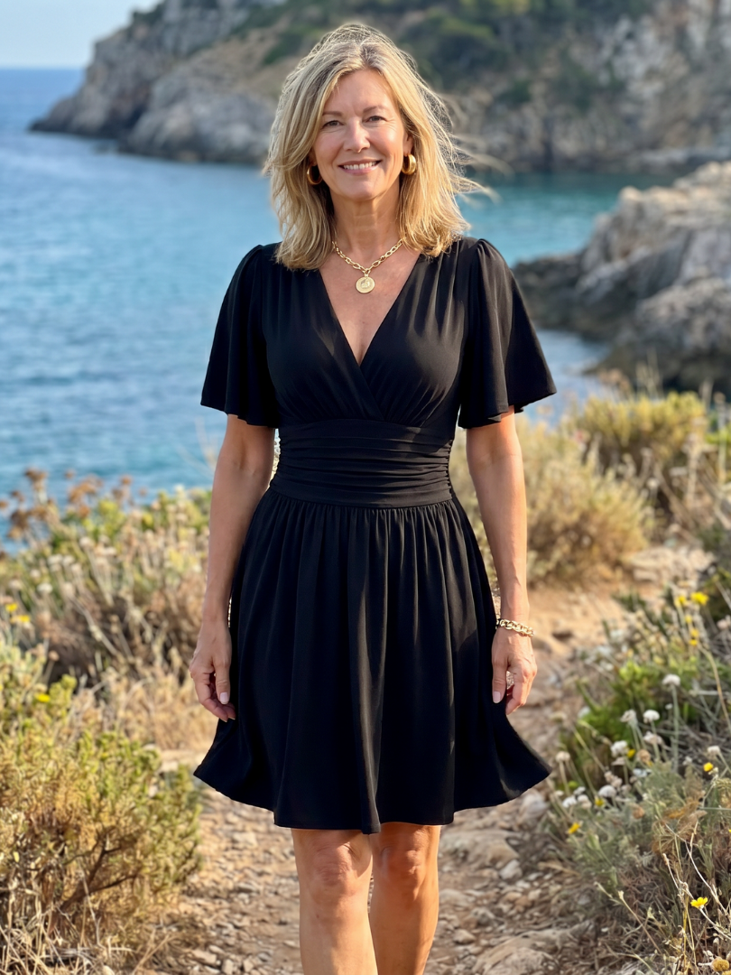 Corada | Flutter Sleeve V Neck Mini Dress