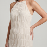 Vesette | Textured Fringe Fitted Silhouette Maxi Dress