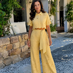 Elobelle | Lace Button Front Two Piece Pant Set