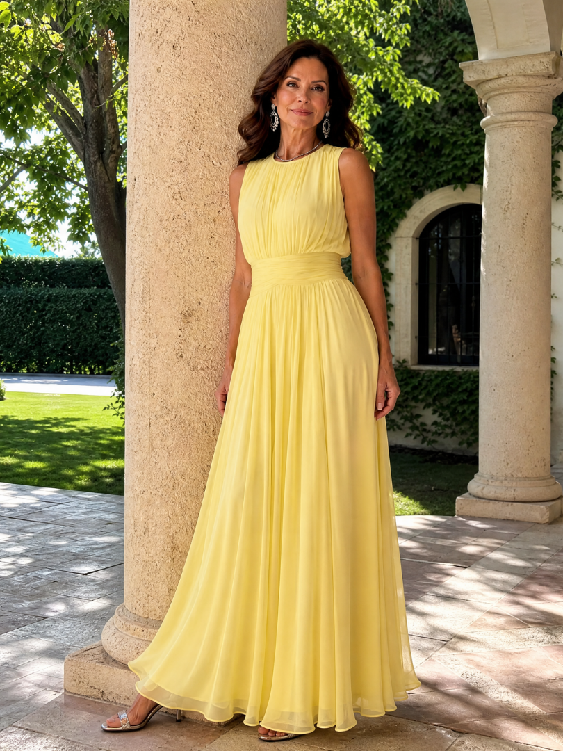 Hiladra | Sleeveless Gathered Waist Midi Dress