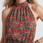 Tesdra | High Neck Floral Tiered Midi Dress