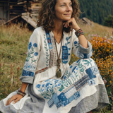 Fiodra | Embroidered Panel Long Sleeve Midi Dress
