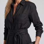 Marenney | Long Sleeve Button Front Wide Leg Jumpsuit