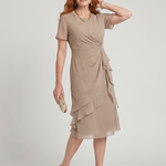 Callassa | Short Sleeve Layered Hem Midi Dress