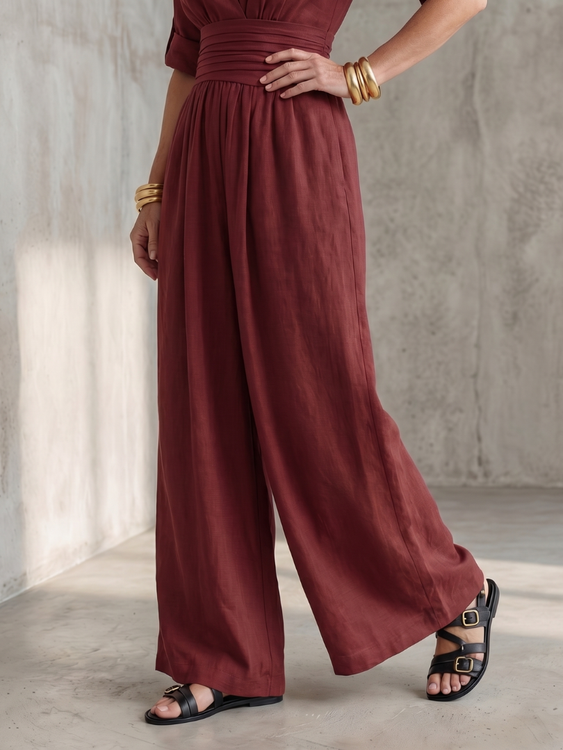 Wrennamae | Cross Front Wide Leg Jumpsuit