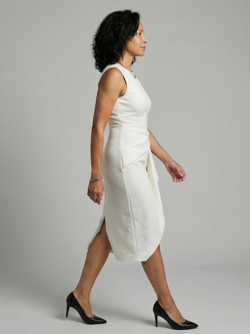Esmenia | Asymmetric Drape Midi Dress