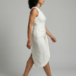 Esmenia | Asymmetric Drape Midi Dress