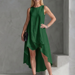 Talnia | Sleeveless High Low Flowing Shape Midi Dress