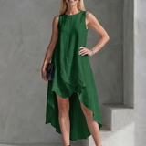 Talnia | Sleeveless High Low Flowing Shape Midi Dress