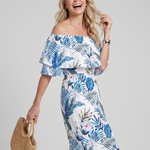 Orlalia | Off Shoulder Soft Floral Print Midi Dress