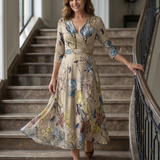 Liasette | Cross Wrap Neck Midi Dress