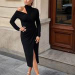 Vesrin | One Shoulder Draped Midi Dress