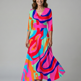 Liasette | Cross Wrap Neck Midi Dress