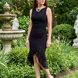 Brila | Sleeveless Fitted Ruched Texture Midi Dress