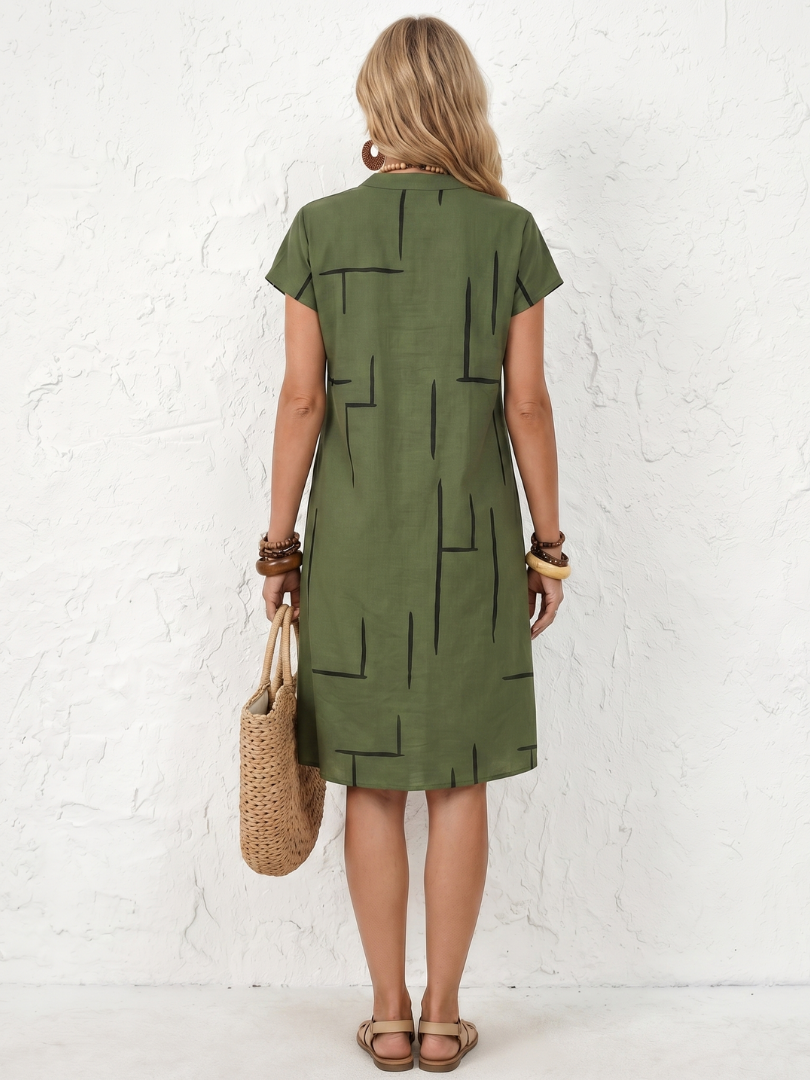 Noralia | Short Sleeve Abstract Print Knee Length Dress
