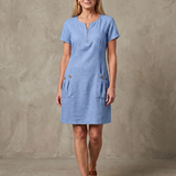 Callabelle | Zip Neck Pocket Detail Knee Length Dress