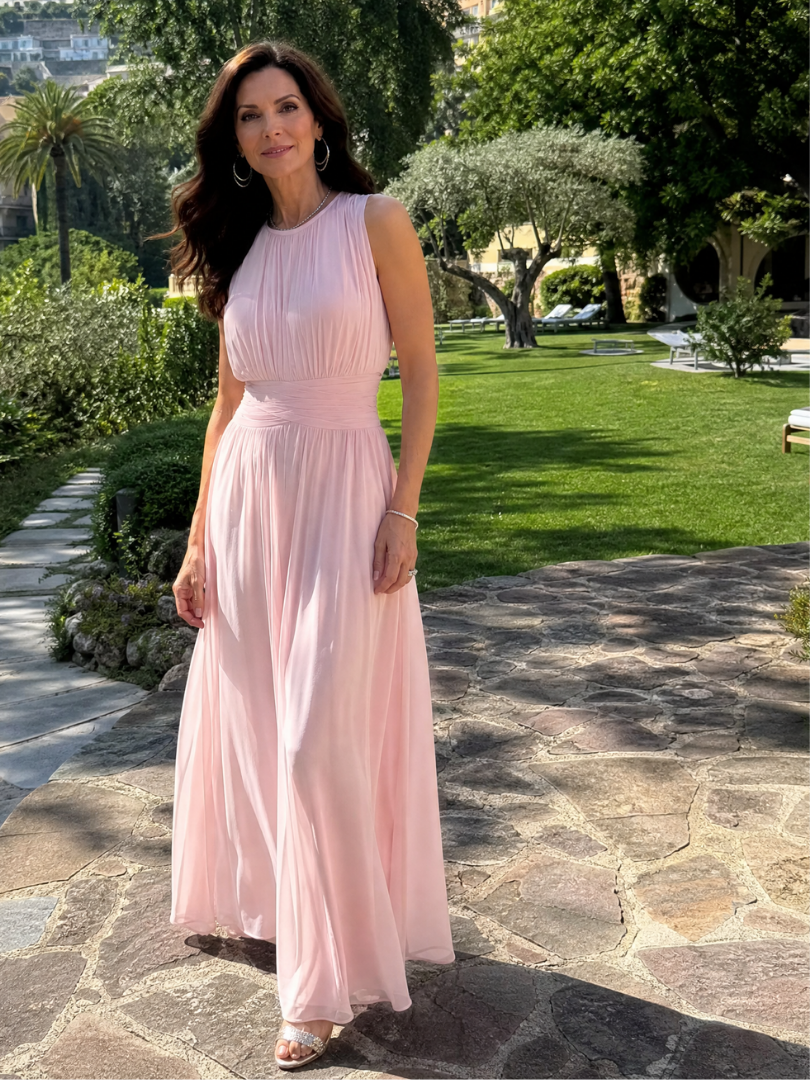 Hiladra | Sleeveless Gathered Waist Midi Dress