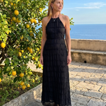 Vesette | Textured Fringe Fitted Silhouette Maxi Dress