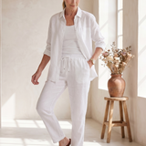 Elisette | Long Sleeve Shirt Tapered Pants Set