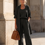 Theassa | Three Piece Relaxed Top Pant Set