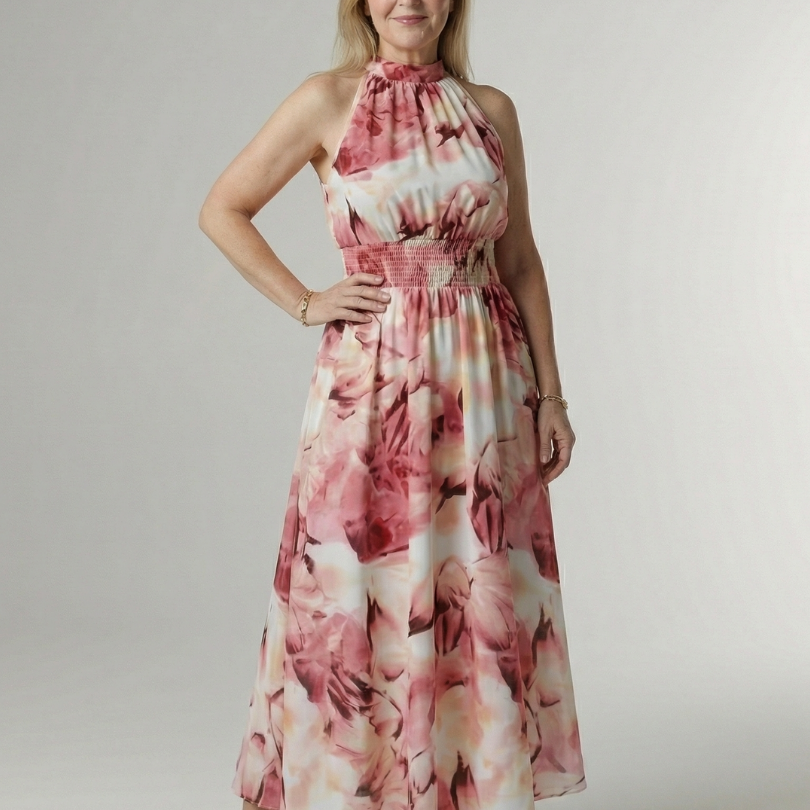 Penlora | Gathered Halter Midi Dress