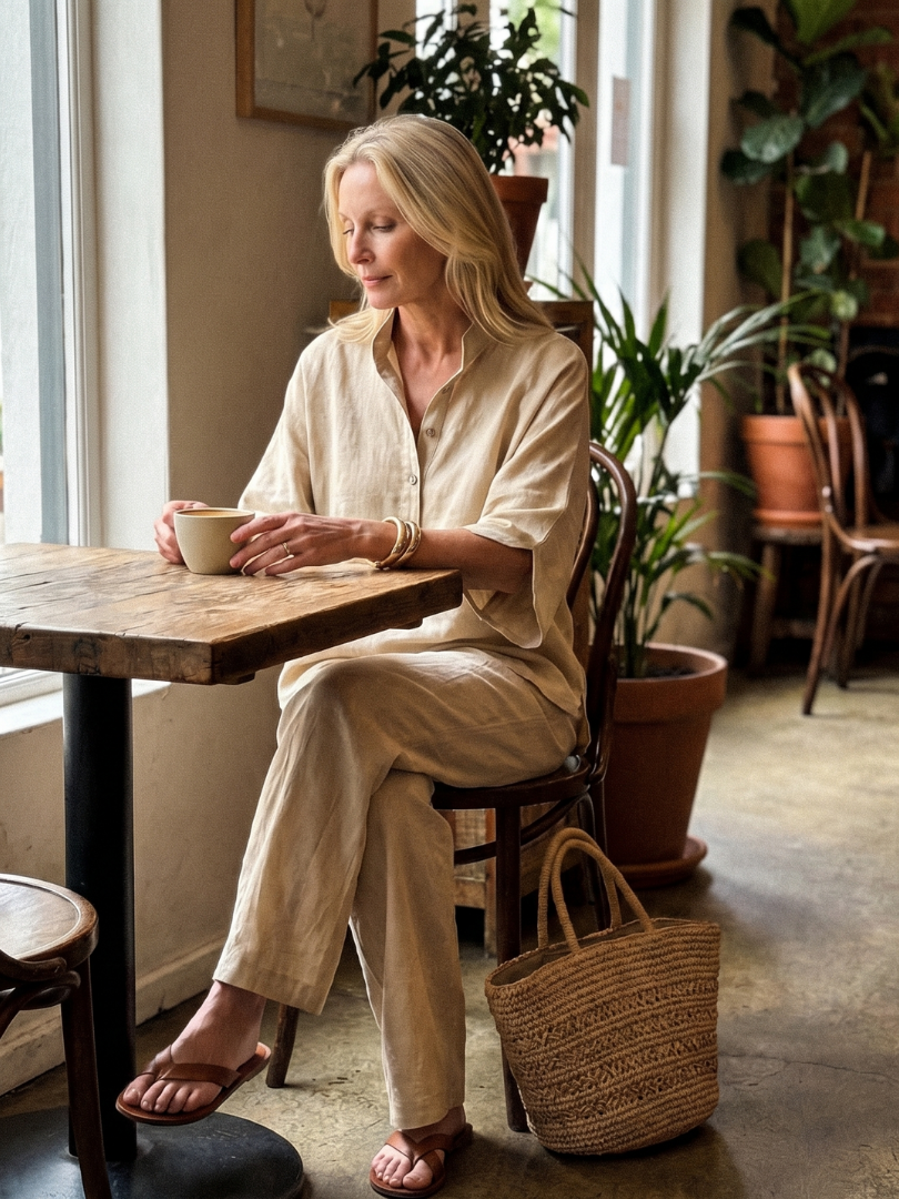 Frebeth | Button Front Relaxed Tunic Trouser Set
