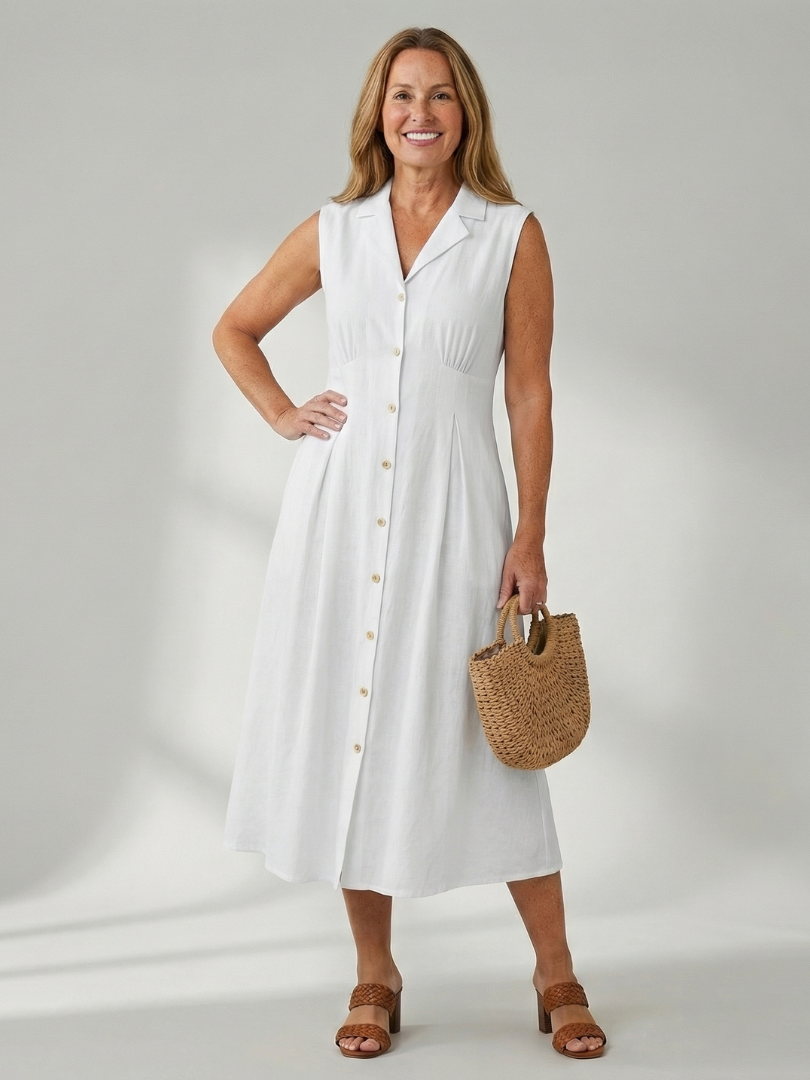 Tesbeth | Stack Button Midi Dress
