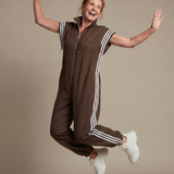 Mirania | Zip Front Stripe Panel Jumpsuit