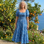 Serrina | Floral Smocked Square Neck Midi Dress
