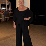 Nevsia | Draped Off Shoulder Top And Wide Leg Pants Set