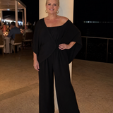 Nevsia | Draped Off Shoulder Top And Wide Leg Pants Set